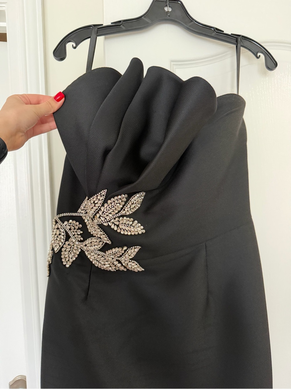 Frascara Strapless Black Mermaid Gown with Crystal Leaf Detail - Picture 4 of 4